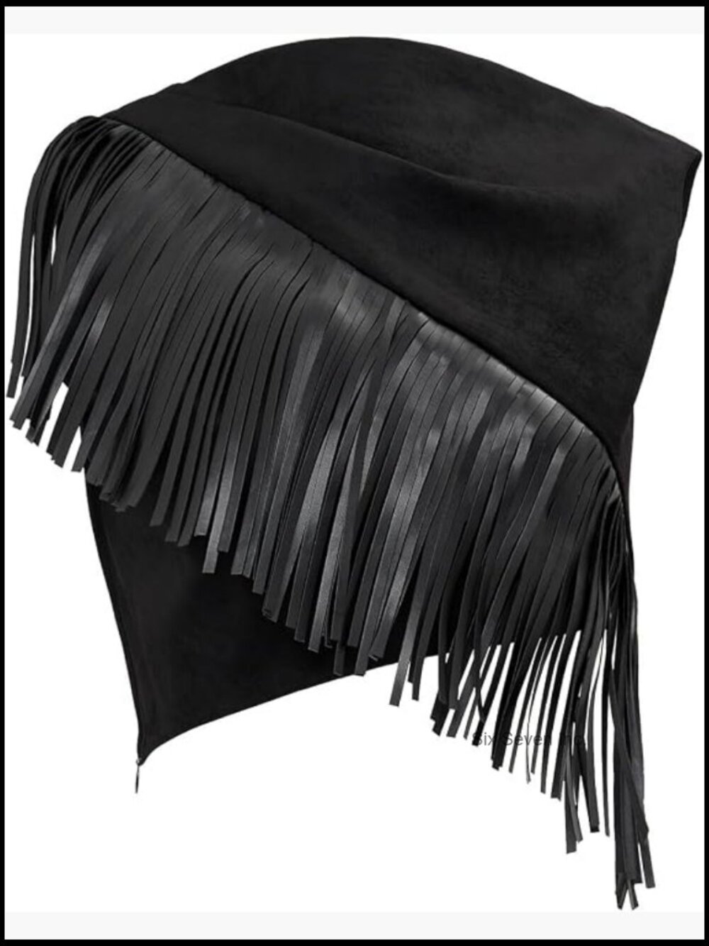 Asymmetric Fringe Sueded Crop Tank Top